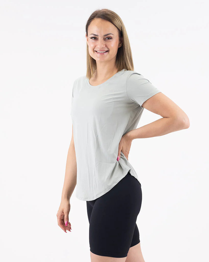 VEVAwear Feather T-shirt Menthol Green – close-up detail